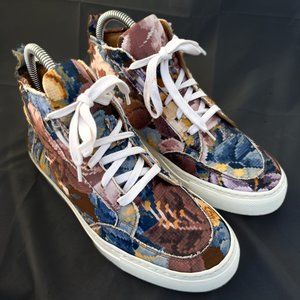 Raparo pixelated floral multicolor high tops, size EU W 37/6.5. Made in Italy.